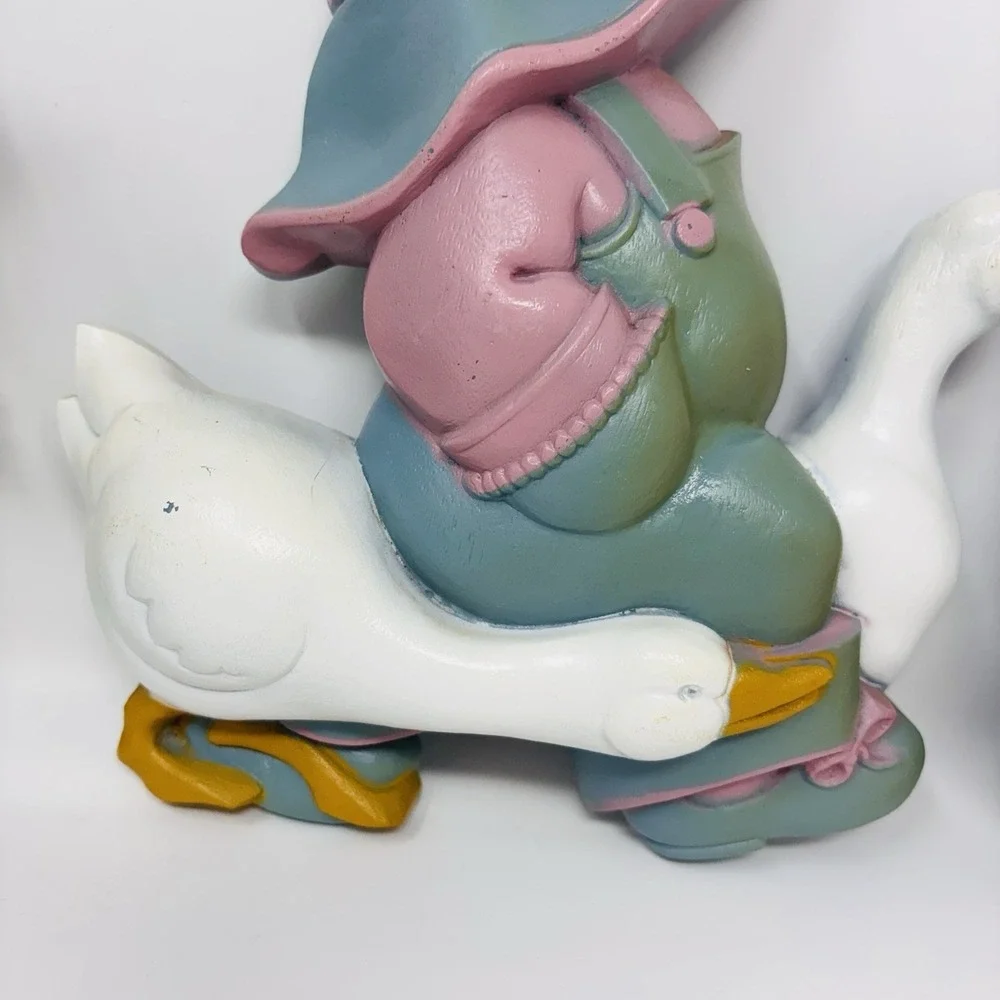 Vintage 1978 Burwood‎ Boy Girl & Geese Goose Wall Hanging Home Decor Grandmacore
